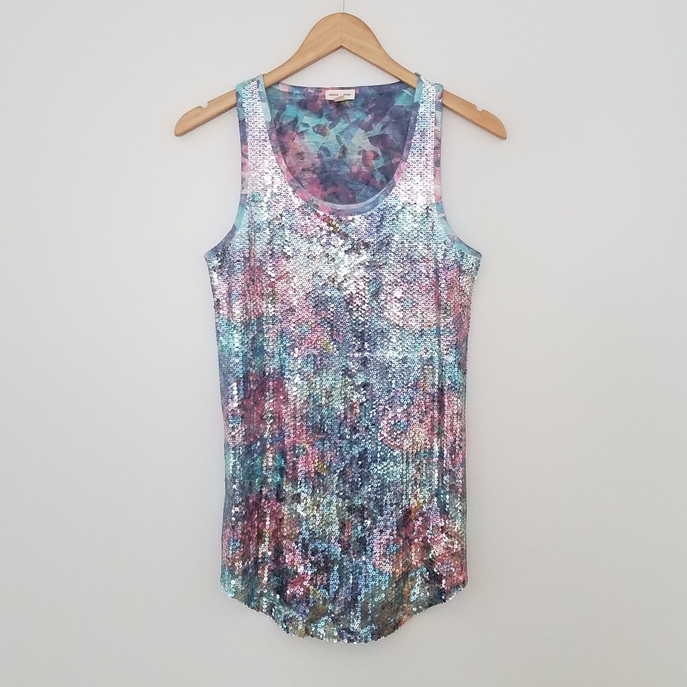 silence + noise blue pink floral sequin